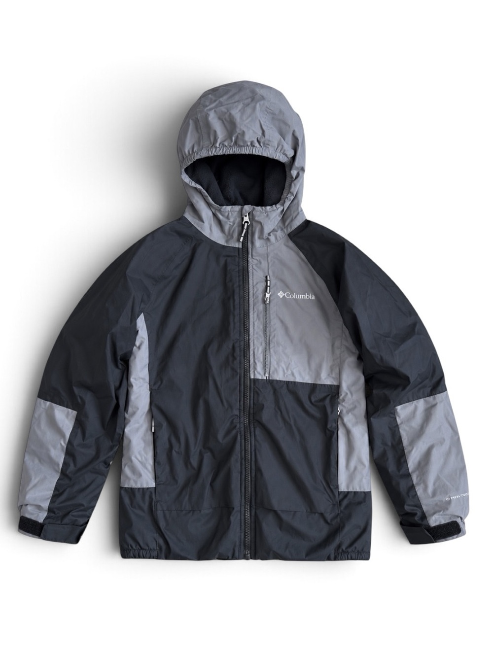 Columbia Omni-Tech Omni-Heat Waterproof Hooded Jacket Black Gray Boys Small 8